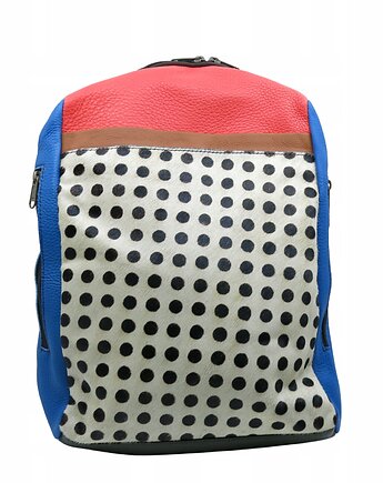 Plecak skórzany ze skrawków oryginalny pojemny kieszenie mieści A4 OLIVKA, Olivka Warsaw