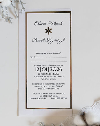 Zaproszenie ślubne "Aurora" glamour srebrne, Papiernik