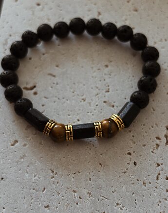 Bransoletka męska Turmalin i Tygrysie Oko, Chmolowska Jewellery