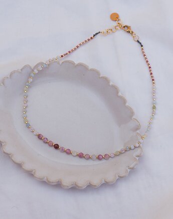 Choker z fasetowanym Rodonitem i Morganitem, w hand works