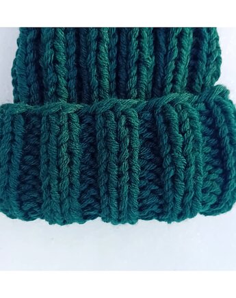 Czapka beanie  z wełną  leśna zieleń, Mademoiselle Patrini