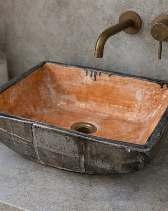 Umywalka prostokątkna,Umywalka pomarańczowa, ceramiczna, nablatowa, Ceramika Nastawka