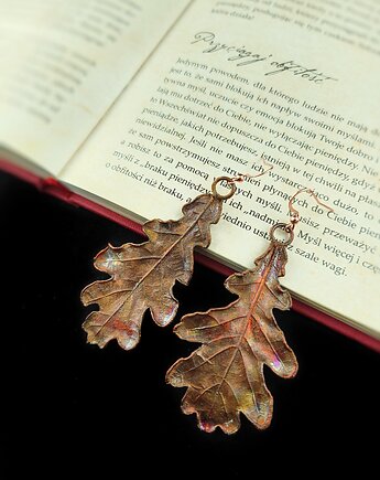 Liście dębu X kolczyki miedziane, Treemasters Copper Jewelry