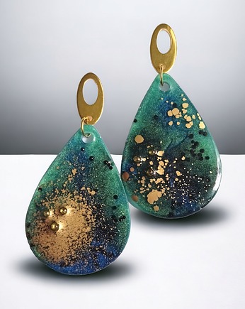 UNIKATOWE kolczyki z żywicy : kolekcja PICASSO : XL II, kaktusia