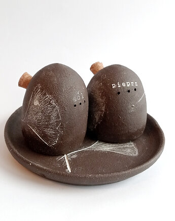 Zestaw solniczka i pieprzniczka z miłorzębem, Dobrocie ceramika