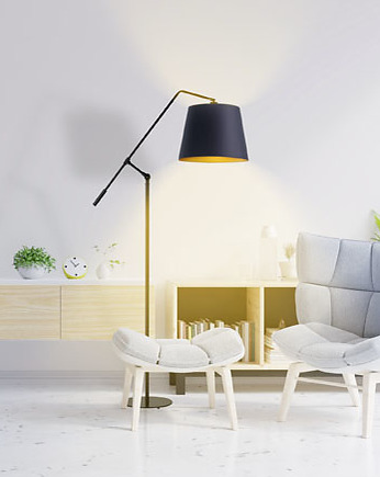 Funkcjonalna lampa podłogowa do czytania w salonie FOYA GOLD, LYSNE