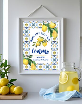 Lemonade poster, plakat cytryny,  dekoracja ścienna kuchni, black dot studio
