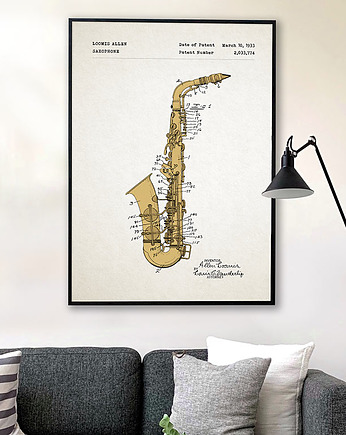 Plakat Saksofon - grafika z patentem, minimalmill