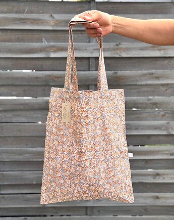 Eko torba Brązowa w kwiatuszki, wu handmade