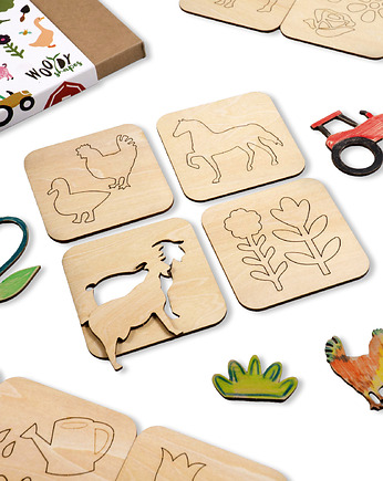 Szablony drewniane dla dzieci // Zestaw 20 szt. // FARMA, Szablony Nakleo