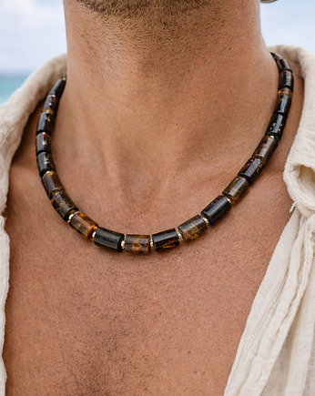 Naszyjnik bursztynowy męski, bursztyn bałtycki, AmberMal