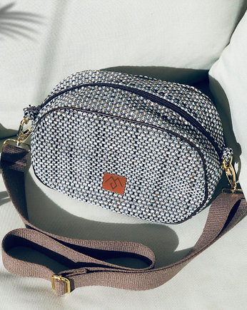 Torebka damska z plecionki tapicerskiej "Mili Boxy Bag" - ecru z brązem, Militu