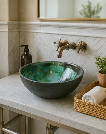 Ceramiczna Umywalka: Turkusowa Funkia, Ceramika Nastawka