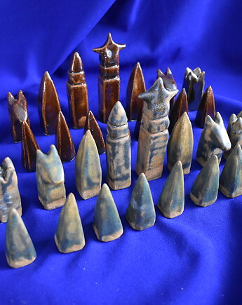 Szachy ceramiczne seledynowe Kobaltowa Sroka, Kobaltowa Sroka