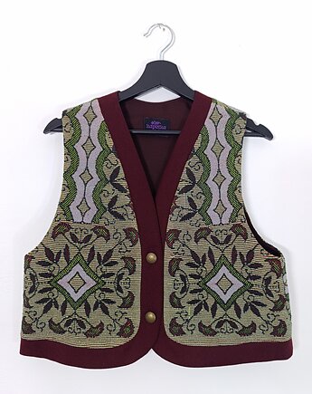 Kamizelka M z żakardowej narzuty z okresu PRL-u, kapotka
