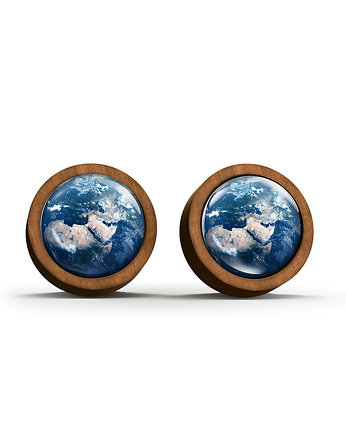 Kolczyki drewniane - Ziemia - sztyfty, yenoo