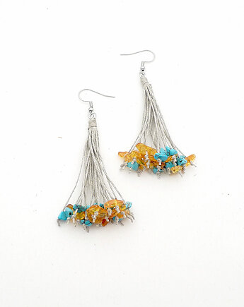 Bursztyn i howlit kolczyki lniane, galeria nuit