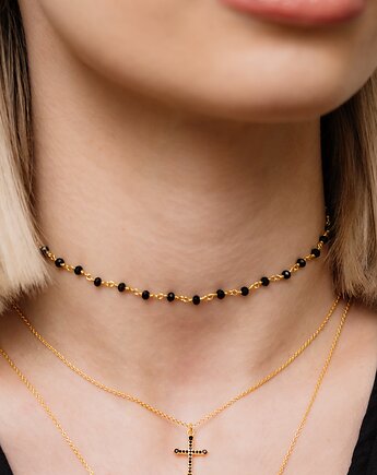 Choker naszyjnik onyksy srebro 925 pozłacane, Coccola JEWELLERY