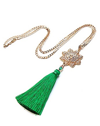 Boho /green rosette/  naszyjnik, KiKa pracownia