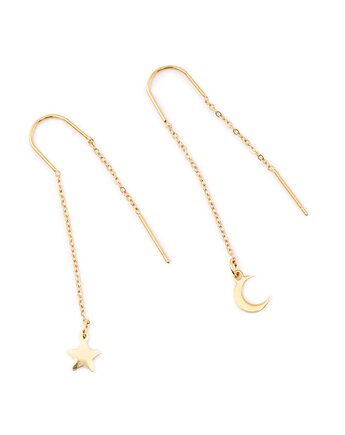 Nocne niebo - kolczyki wiszące ze stali szlachetnej, Kulka Bransoletki