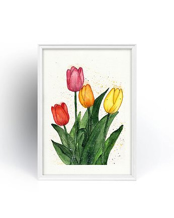 Sale! Oryginalna akwarela. Tulipany  A4, Malgorzata Domanska