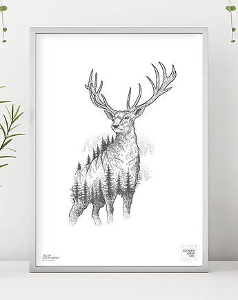Plakat na ścianę B2 JELEŃ SZLACHETNY czarno-biały, Szwendam sie
