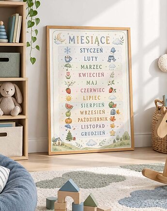 Plakat edukacyjny MIESIĄCE dla chłopca, Dekoracjan