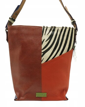 Torebka skórzana damska na ramię, mieści format A4 pojemna OLIVKA, Olivka Warsaw