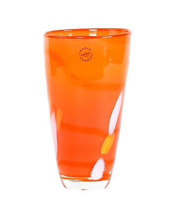 Wazon szklany pomarańczowy, duński design, lata 60, produkcja: S, Przetwory design