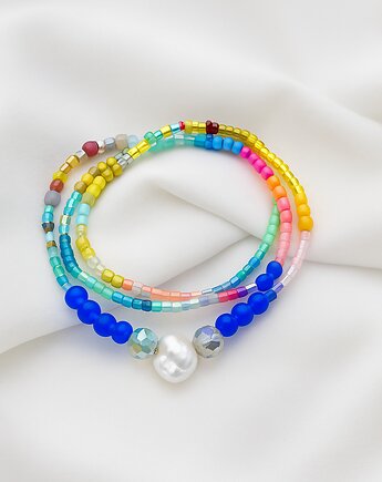 Bransoletka na gumce perła i Swarovski, lulukalina