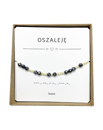 Oszaleję Bransoletka z alfabetem Morse Terahertz i Kwarc żółty, karolina kosior