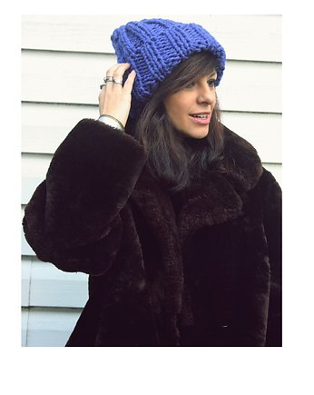 Chabrowa czapka  chunky beanie  z wełną, Mademoiselle Patrini