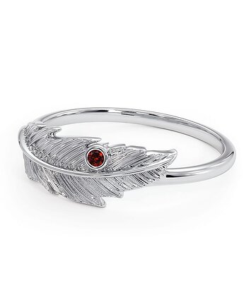 Feather - Srebrny pierścionek z granatem, Kuźnia Srebra