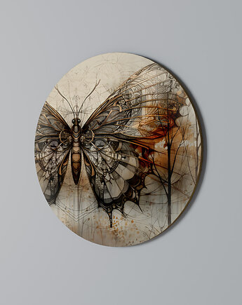 MECHANICAL BEAUTY UNVEILED Obraz okrągły 69cm - dekor dębu, SPACEREBELS