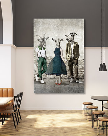 OBRAZ NA PŁÓTNIE -KOZY- 80x120cm, LUdesign gallery