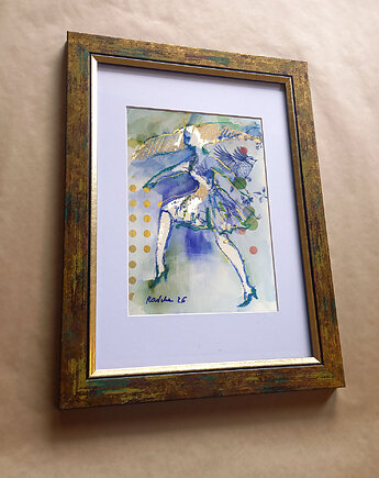 Kumoszka 32 - akwarela 14,8 x 19,4 cm unikat, Katarzyna Radzka