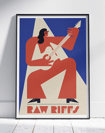 Plakat Muzyczny - Raw Riffs, Gitarzysta, Muzyk, Rock,, Galeria EMU