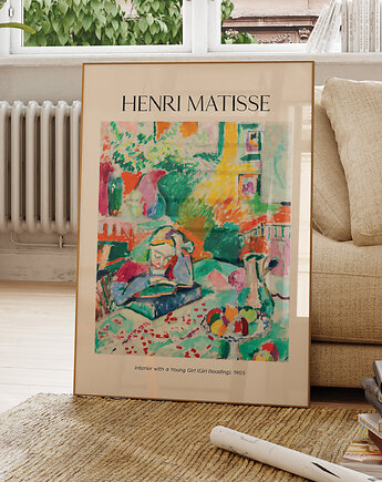 Plakat Reprodukcja Henri Matisse - Interior with a Young Girl (Girl Reading), OSOBY - Prezent dla emeryta