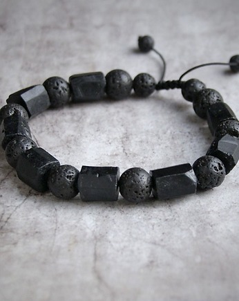 Czarny turmalin, lawa - ochronna. PREMIUM, kaktusia