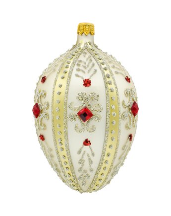 Bombka choinkowa: Ekskluzywne jajo Faberge z czerwonymi kamieniami: srebrne, Syn Bombkarza