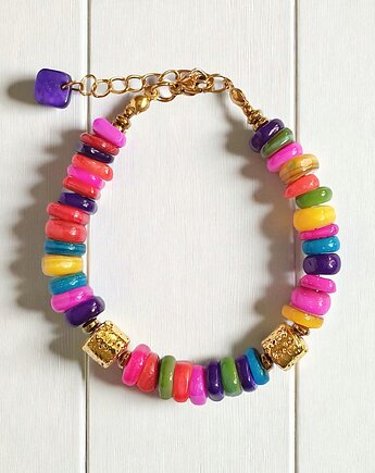 BRANSOLETKA : Summer collection: złota lawa, kolorowa masa perłowa, kaktusia