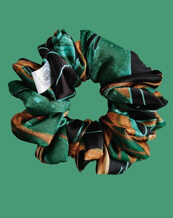 Satynowa gumka satynowa scrunchie owijka frotka szmaragdowy blask MAXI, Capillum