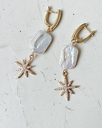 Kolczyki  z perłą i gwiazdą, Chmolowska Jewellery
