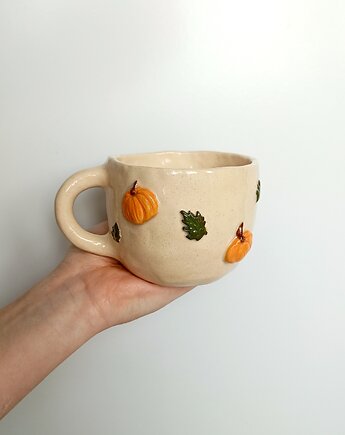 Ceramiczna jesienna filiżanka w dynie i listki, Ceramic Reve