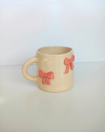 Ceramiczny ręcznie robiony kubek w kokardki, Ceramic Reve