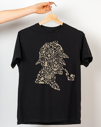 Koszulka czarna  z nadrukiem Sherlock, ART ORGANIC