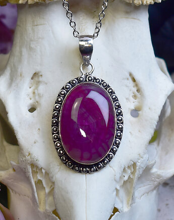 Miedziany posrebrzany wisiorek z różowym agatem solarnym, Spirit Of Copper