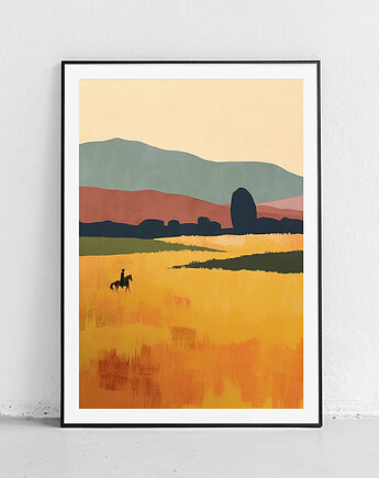 Plakat Samotny jeździec na pustyni, Harvest Maison
