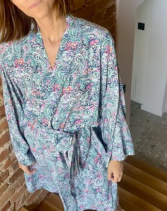 Szlafrok narzutka kimono w pastelowy wzór, OSOBY - Prezent dla Dziewczyny