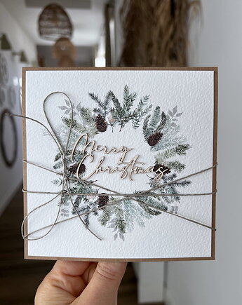 Ręcznie robiona kartka świąteczna na Boże Narodzenie Merry Christmas, sorte